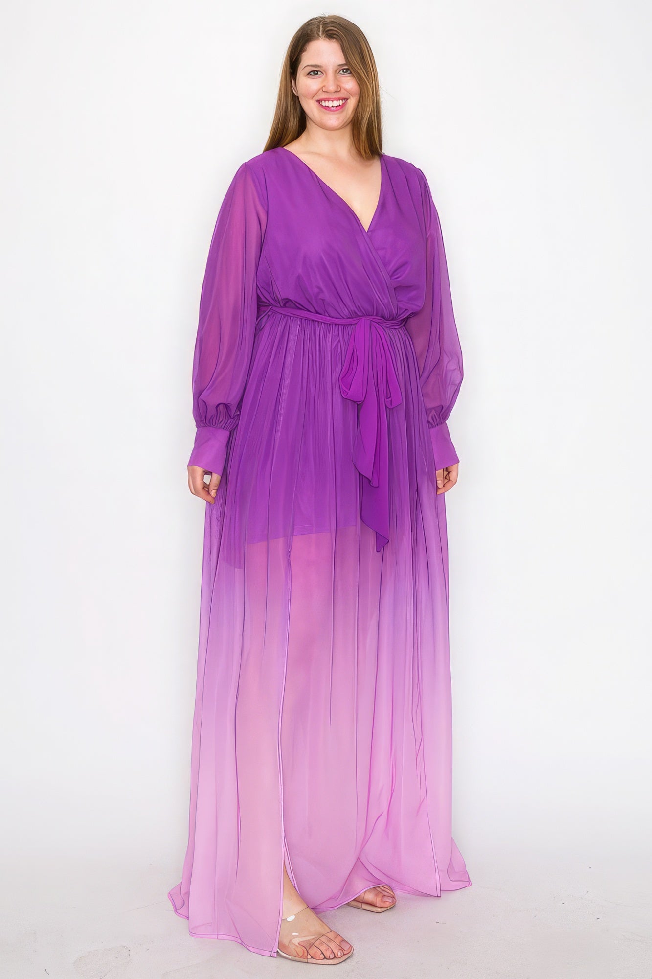 NEW! Ombre Chiffon Wrap Maxi Dress
