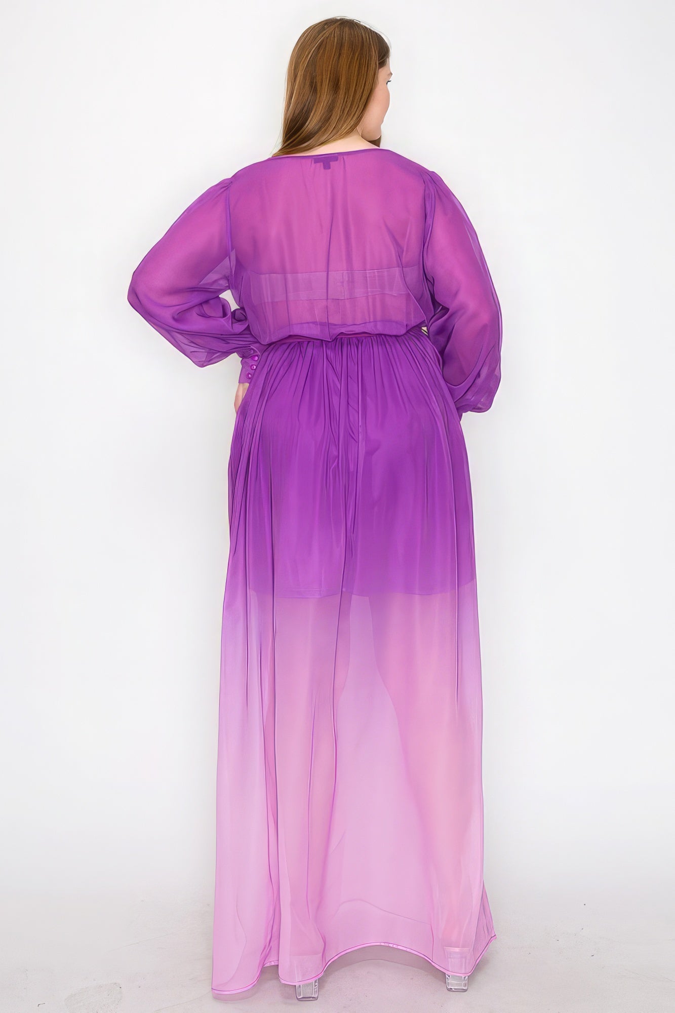 NEW! Ombre Chiffon Wrap Maxi Dress