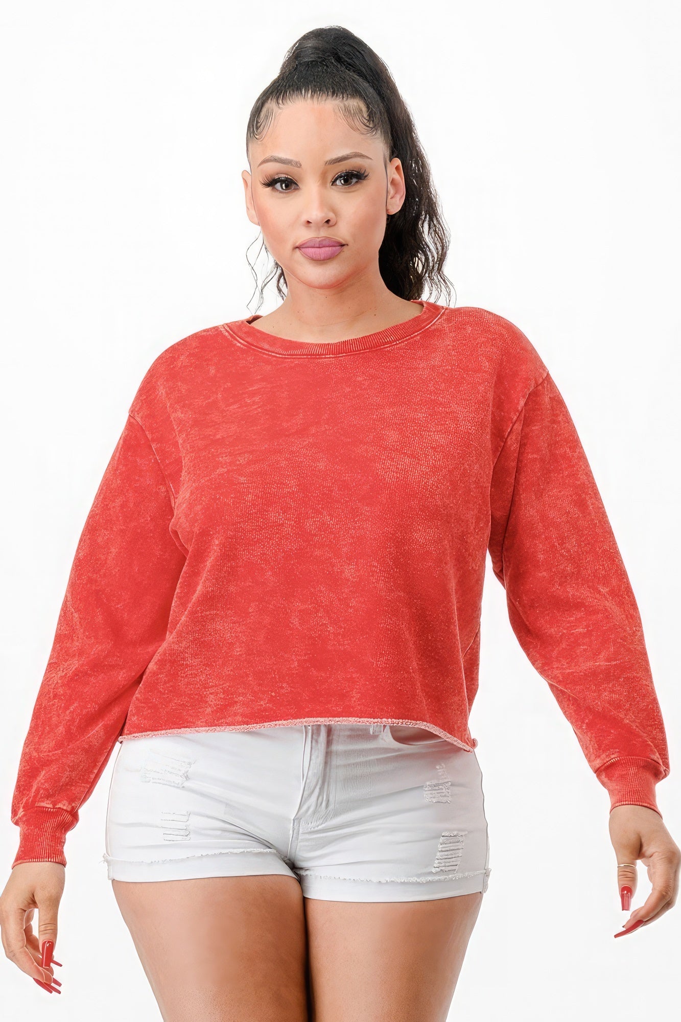 Heathered Terry Cropped Sweatshirts