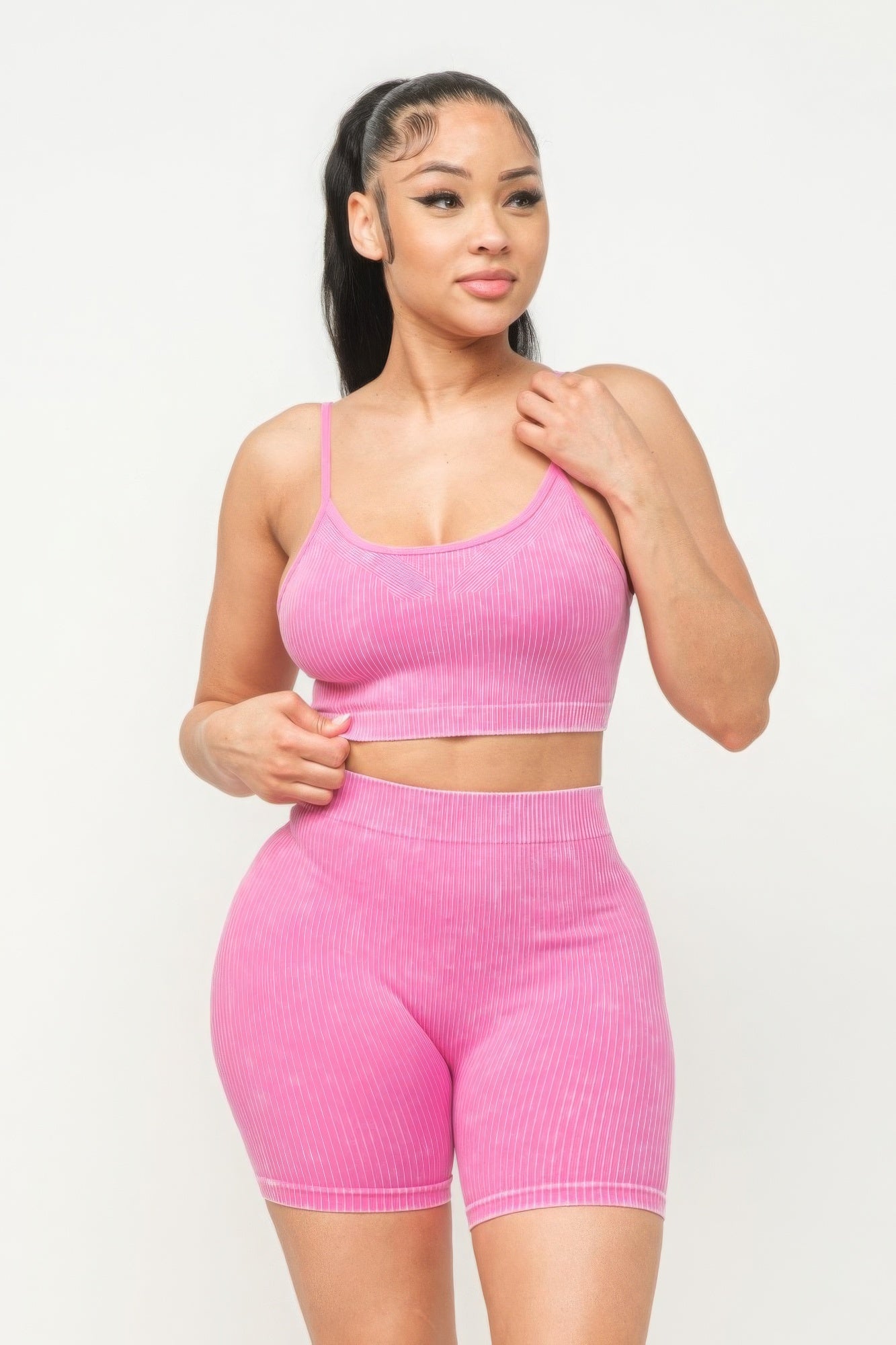 Seamless Basic Tank Top And Shorts Set