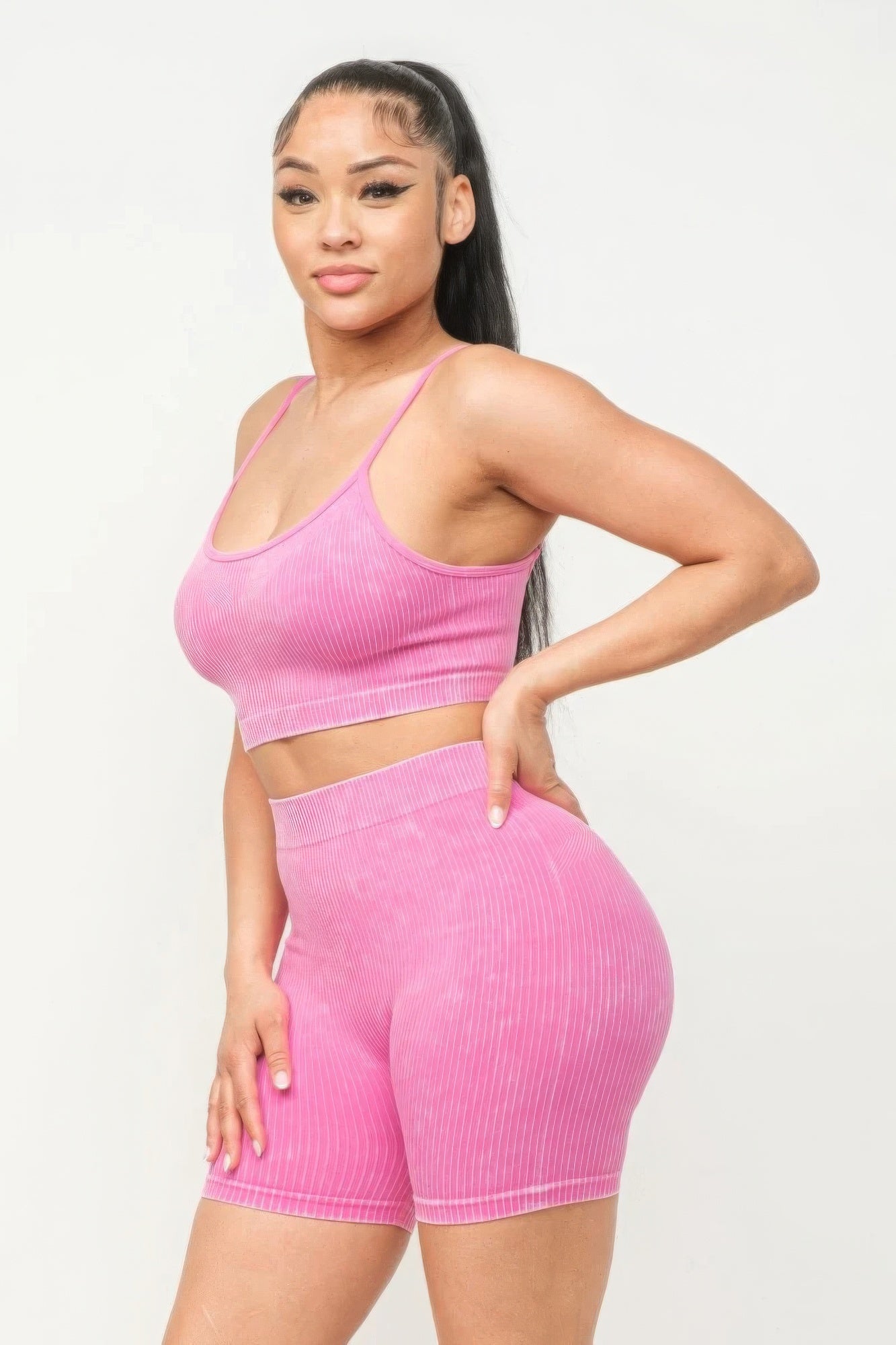 Seamless Basic Tank Top And Shorts Set