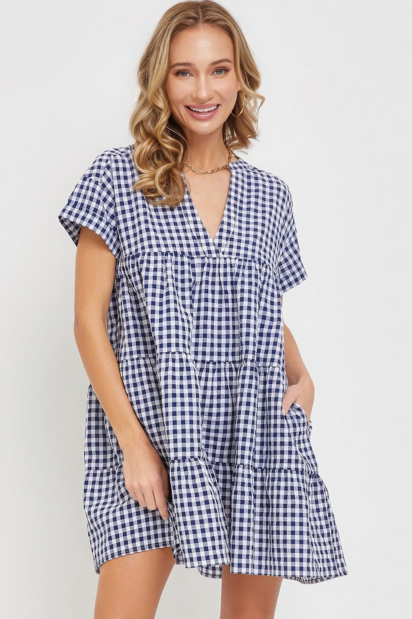 Checkered Babydoll Dress
