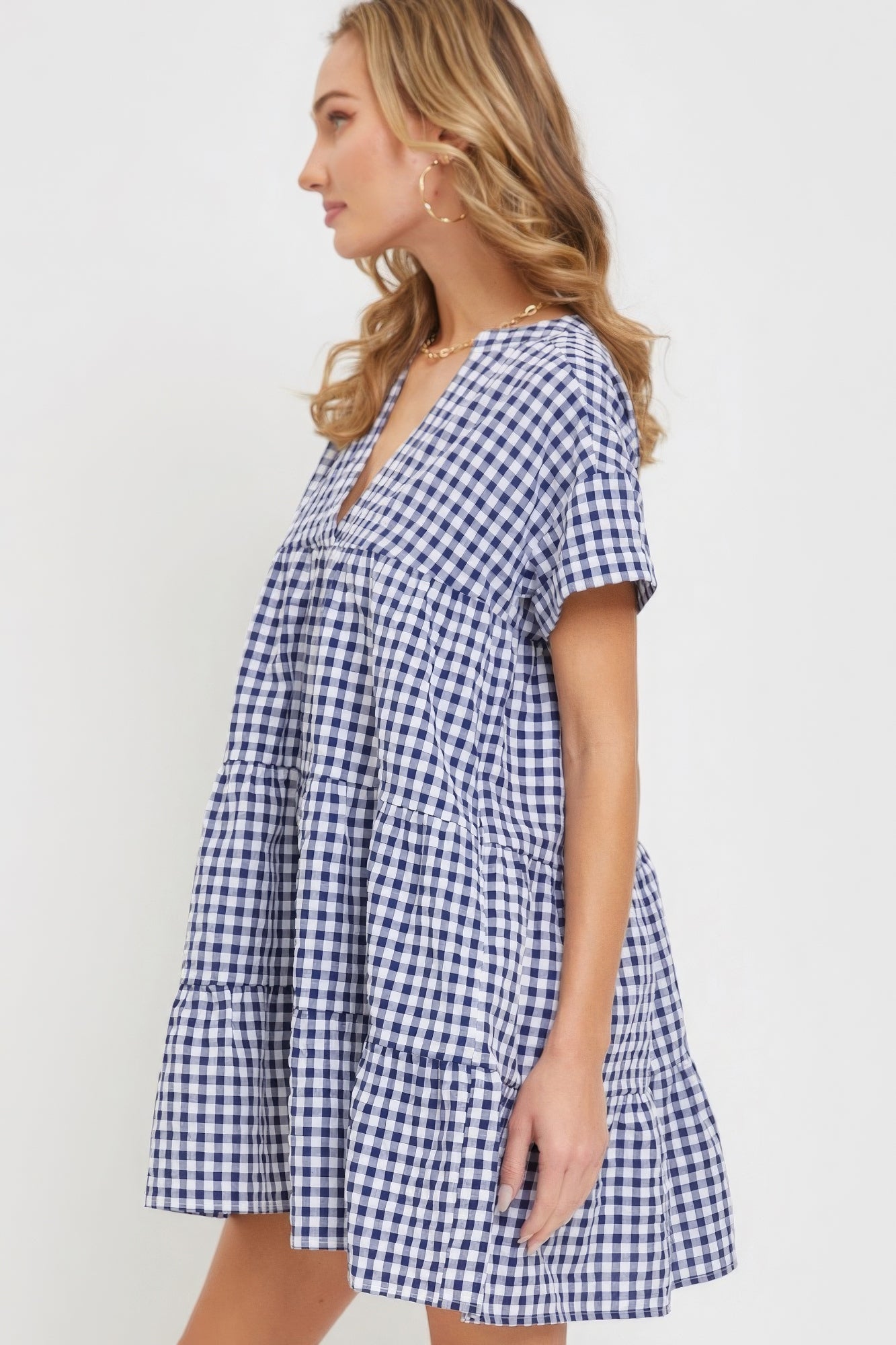Checkered Babydoll Dress