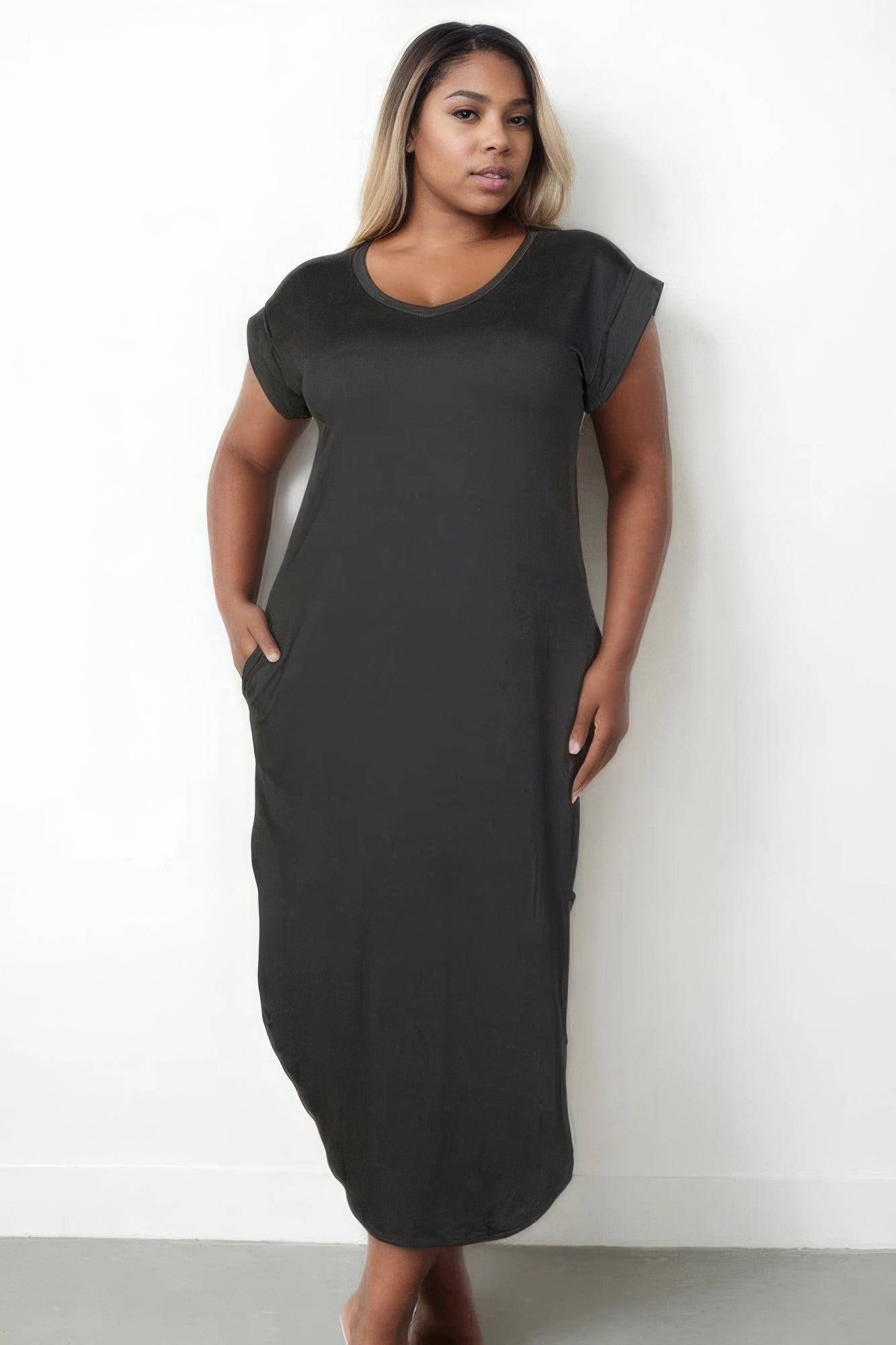 V-Neck Tee Long Dress