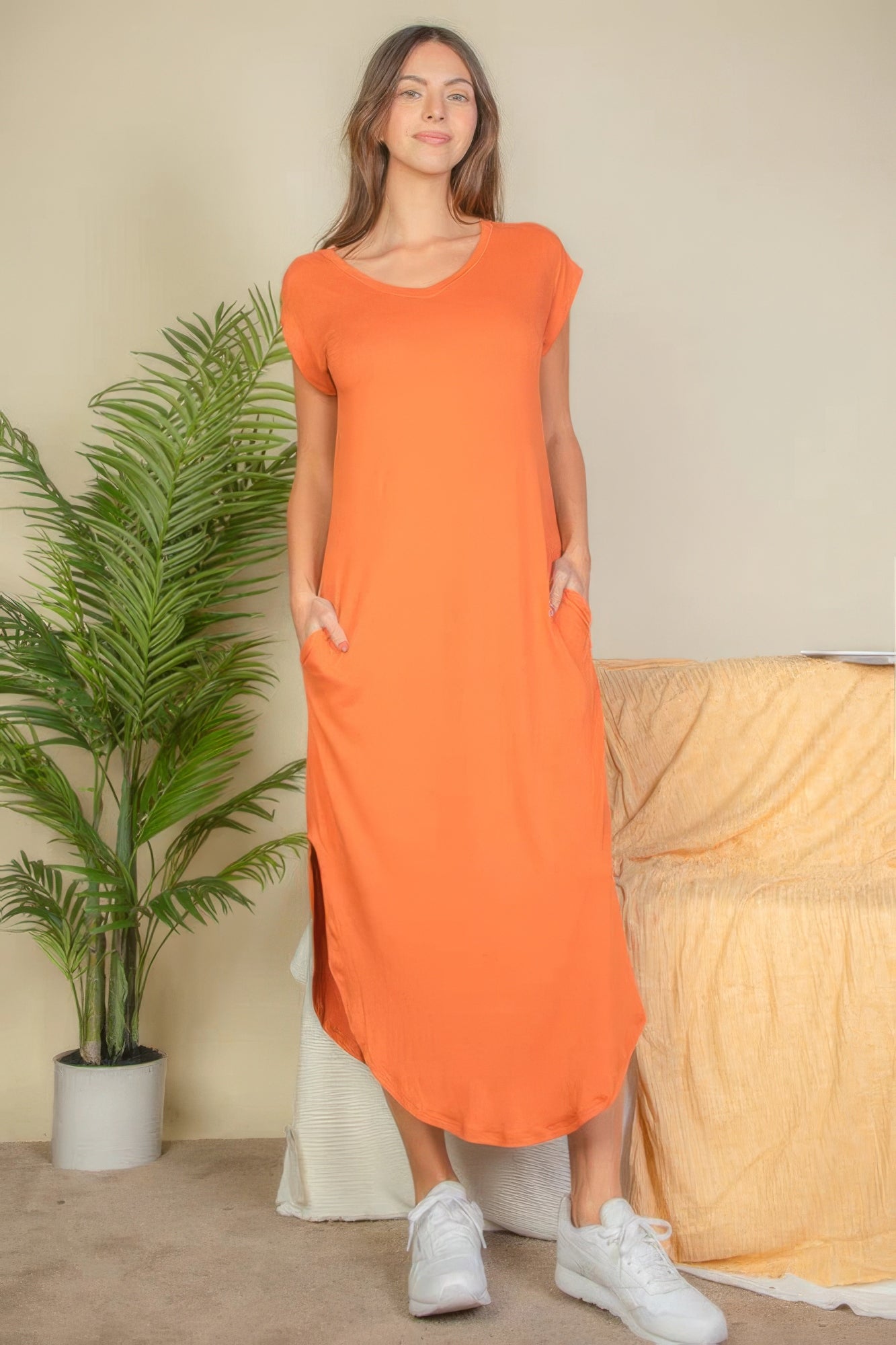 V Neck Tee Long Dress