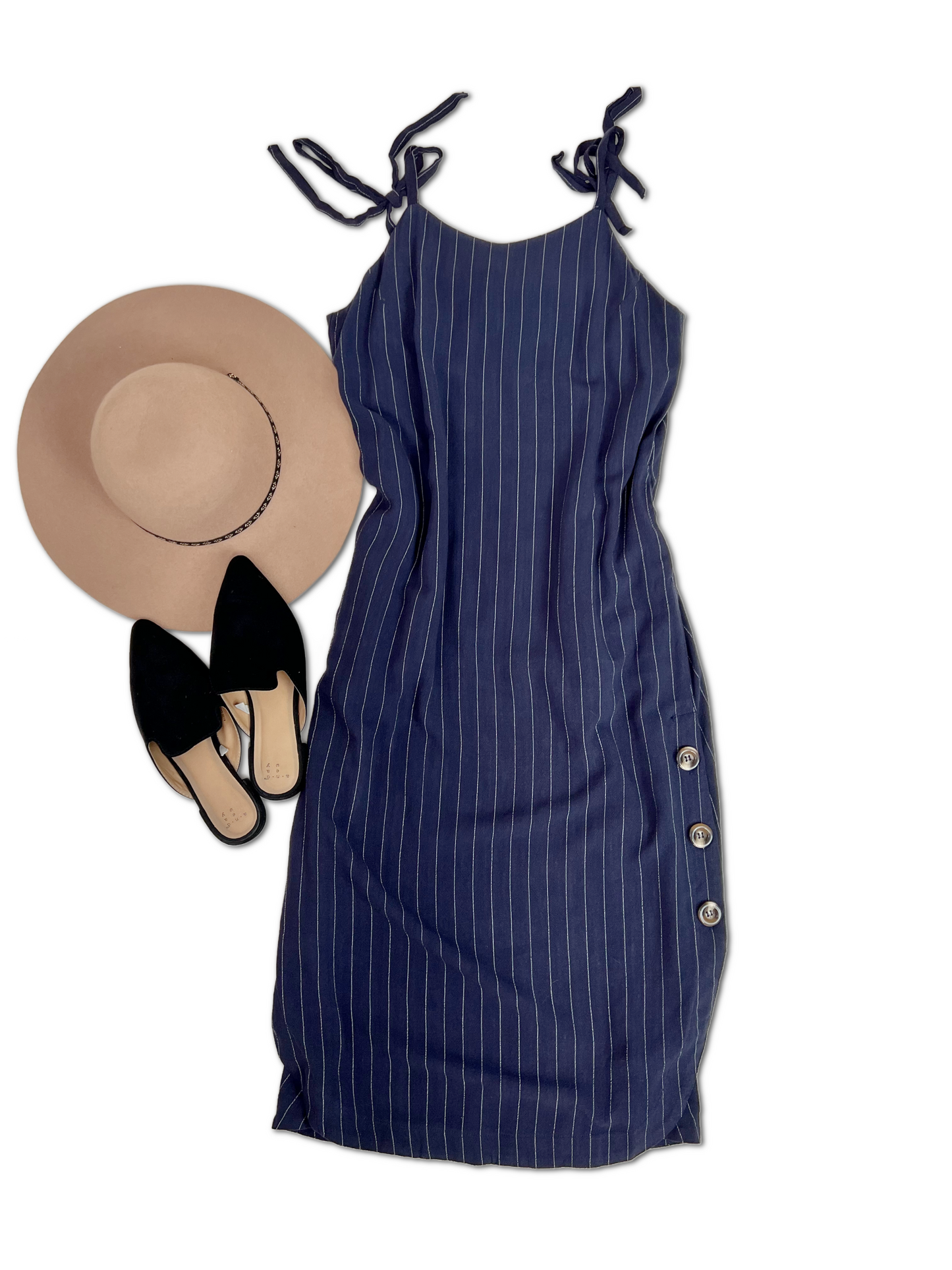 NEW! Pinstriped Navy Dress
