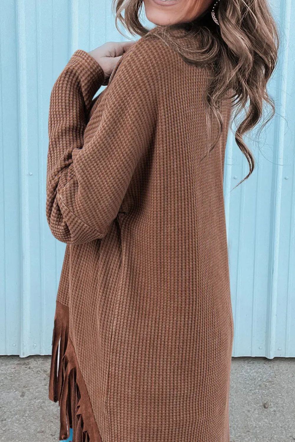 The Waffle Knit Fringe Top