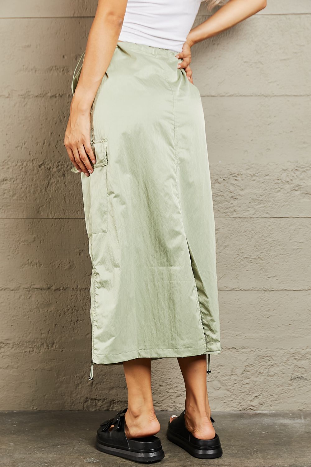 Waisted Cargo Midi Skirt