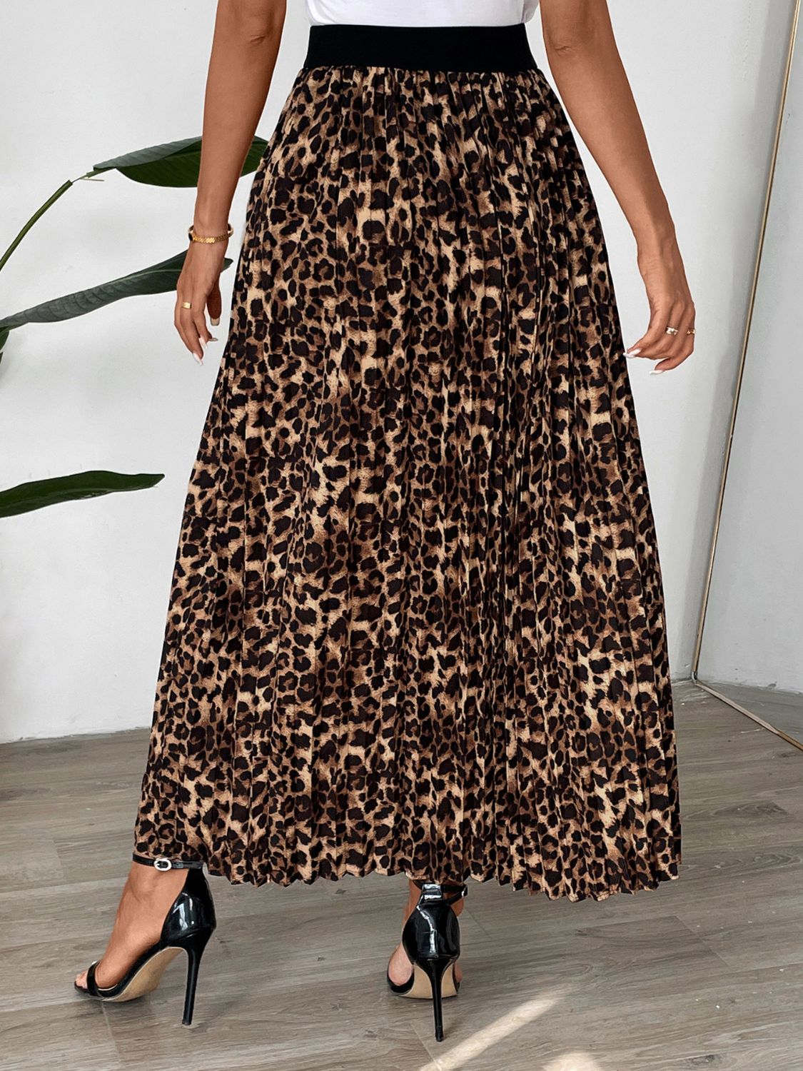 The Boston Pleated Leopard Maxi Skirt