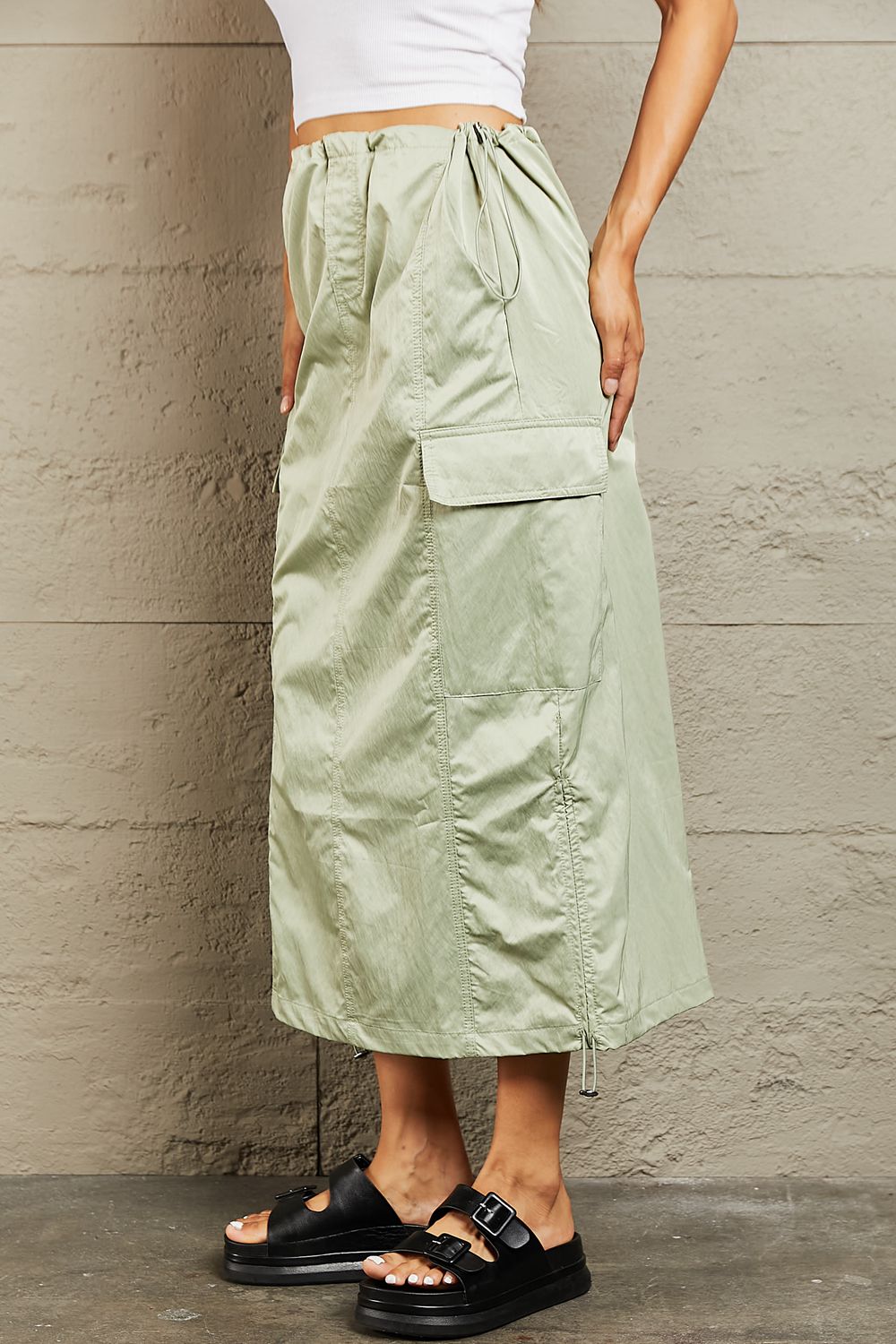 Waisted Cargo Midi Skirt