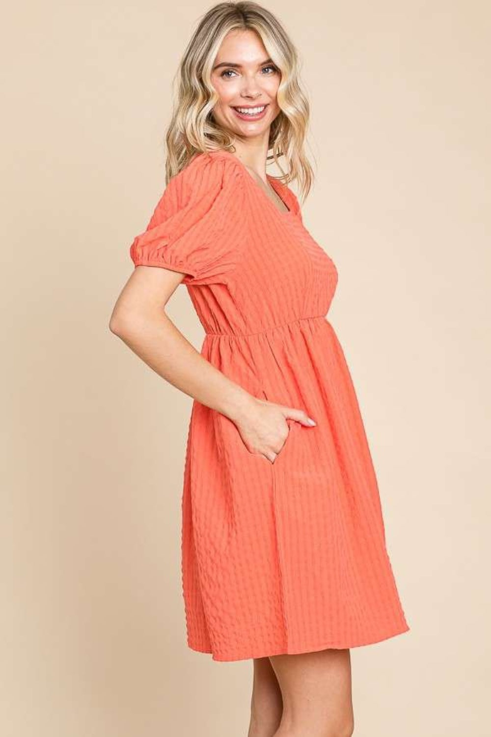 Textured Babydoll Dress