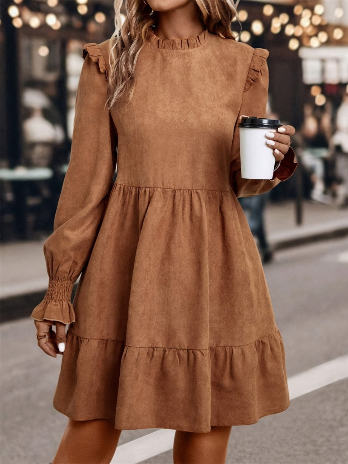 The Sedona Frill Long Sleeve Mini Dress