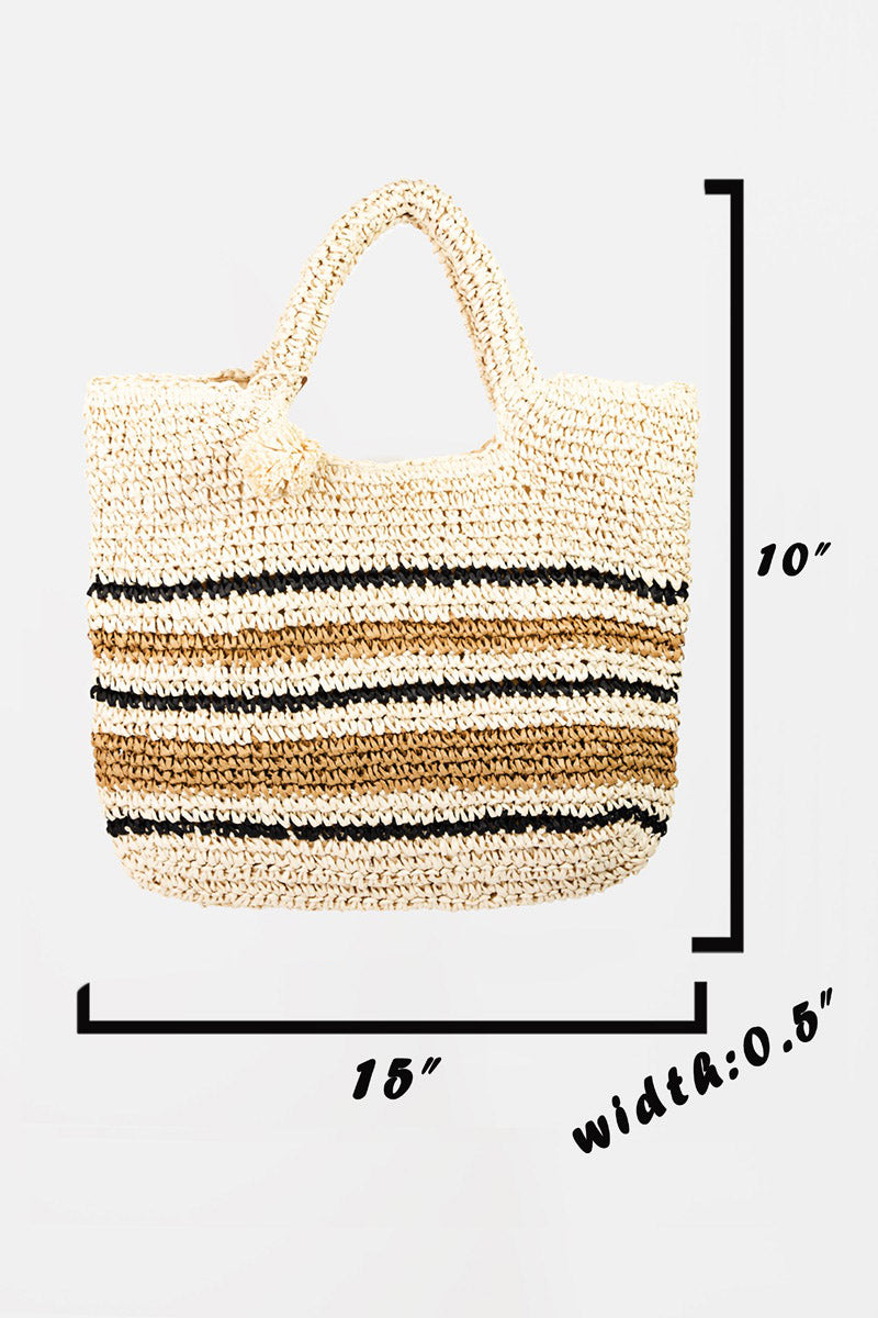 The Striped Straw Braided Tote Bag