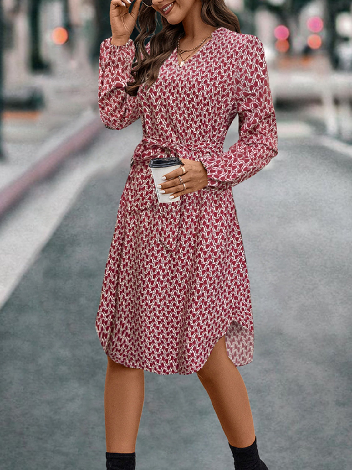 The Ola Printed Balloon Sleeve Dress