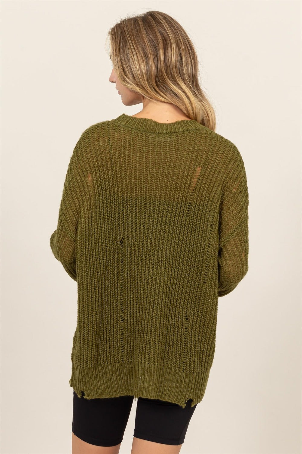 The Allegra Distressed Long Sleeve Knit Top
