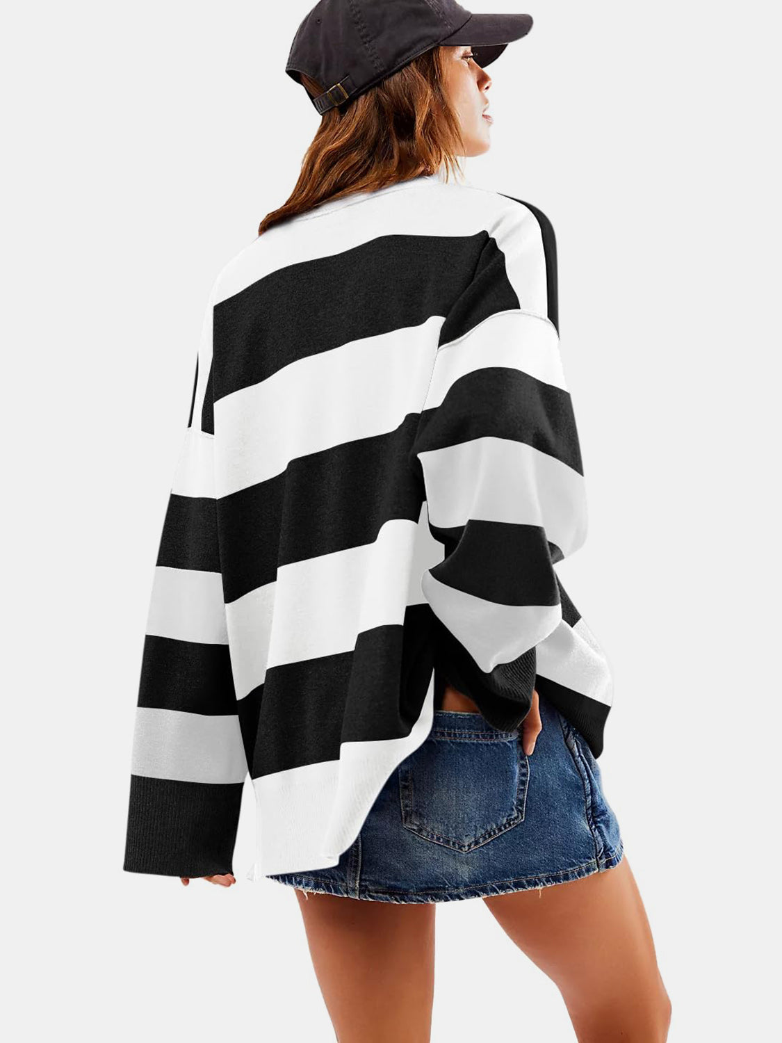 The Lux Half Zip Striped Sweater