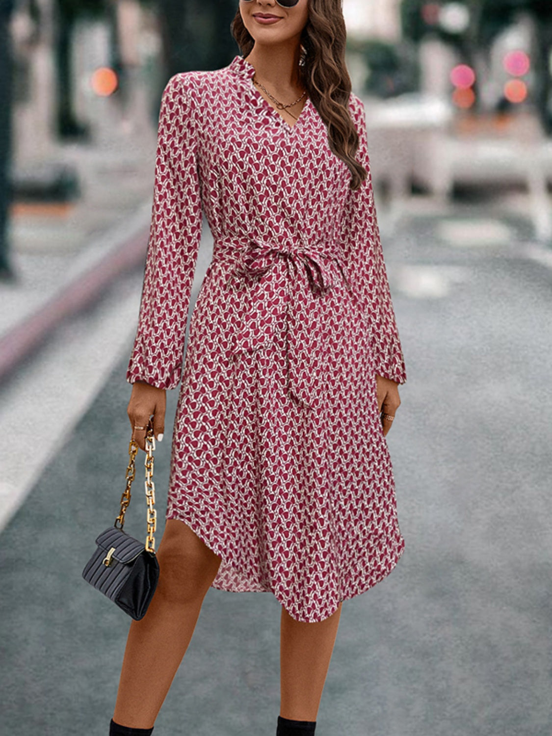 The Ola Printed Balloon Sleeve Dress