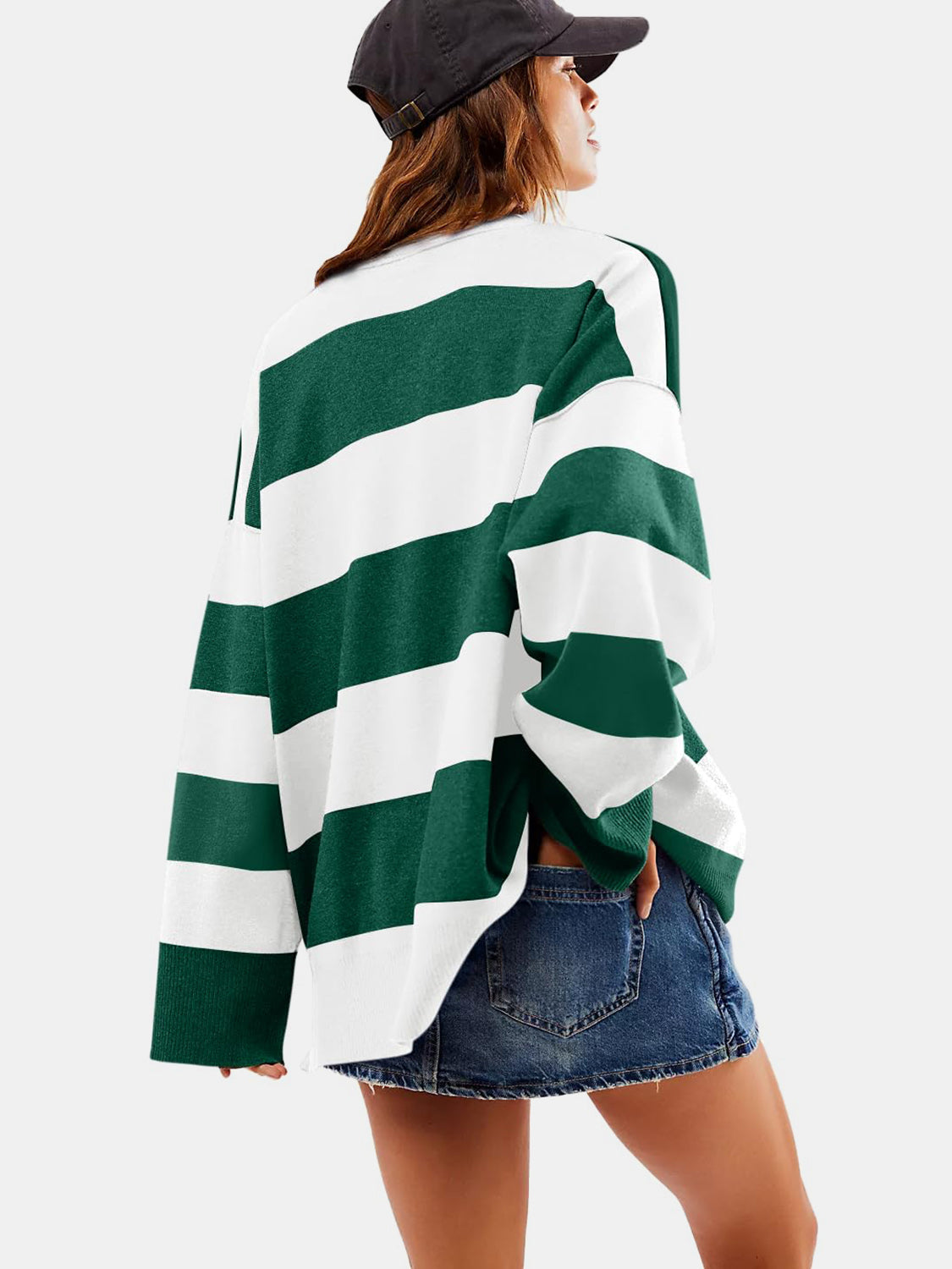 The Lux Half Zip Striped Sweater