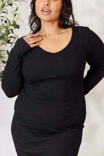 The Talia Long Sleeved Ribbed Dress