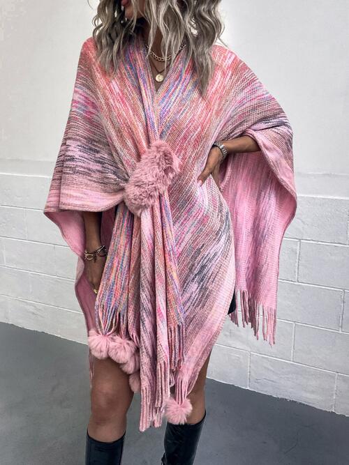 The Stevie Heathered Fringe Poncho