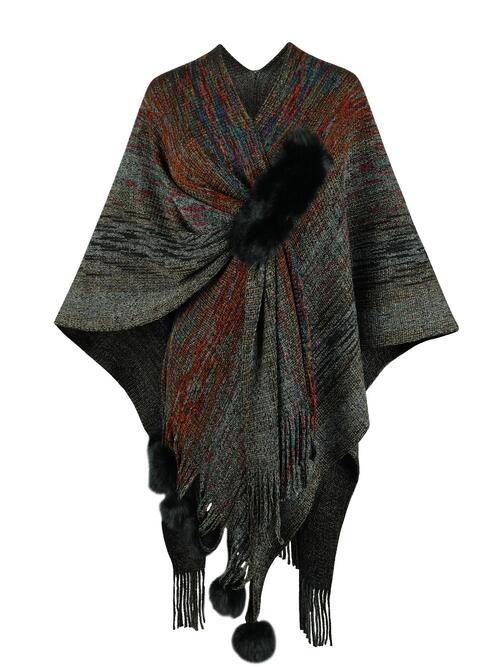 The Stevie Heathered Fringe Poncho