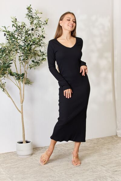 The Talia Long Sleeved Ribbed Dress
