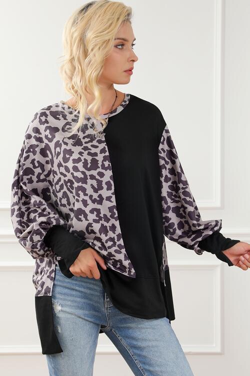 The Lyla High Low Leopard Print Sweatshirt