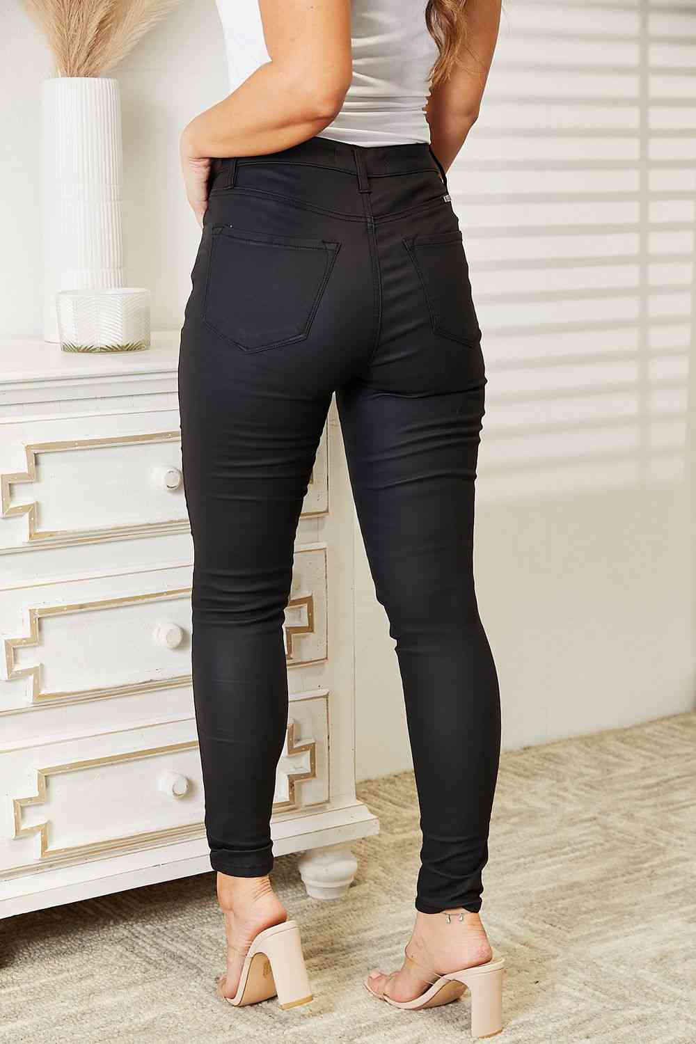 The Full Size High Rise Black Coated Ankle Skinny Jeans