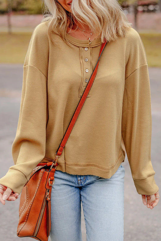 The Magnolia Waffle-Knit Long Sleeve Top