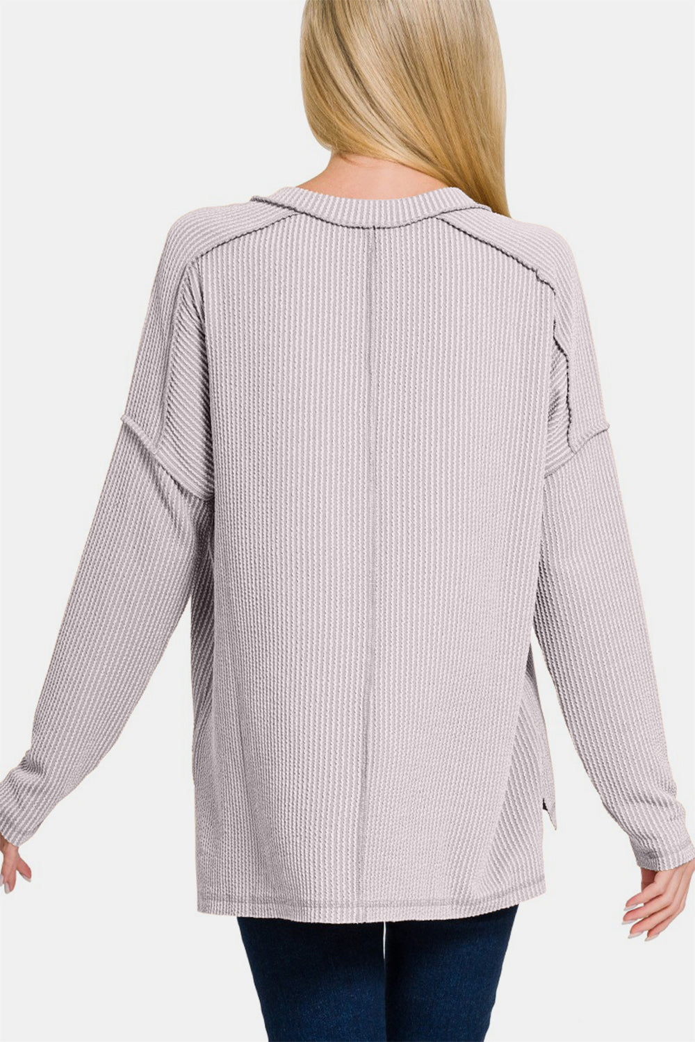 The Kinsley Exposed Seam V-Neck Long Sleeve