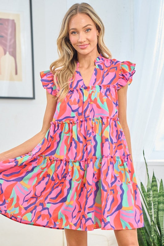 Ruffle Cap Sleeve Babydoll Dress