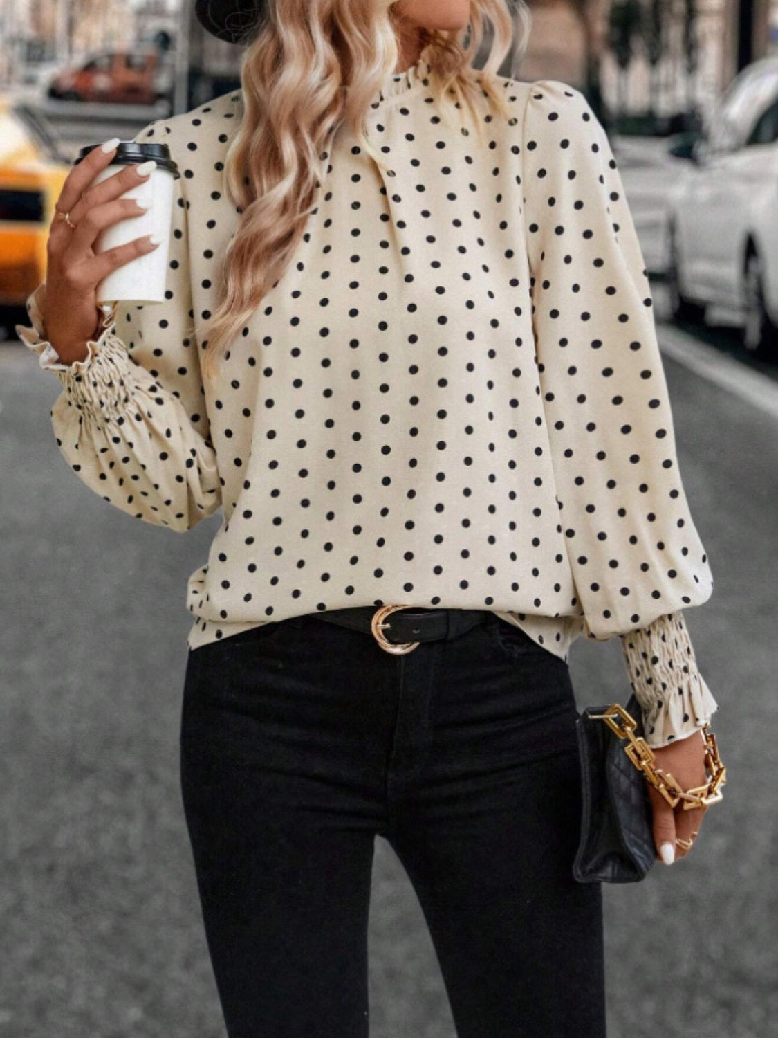 The Juneau Polka Dot Long Sleeve Blouse