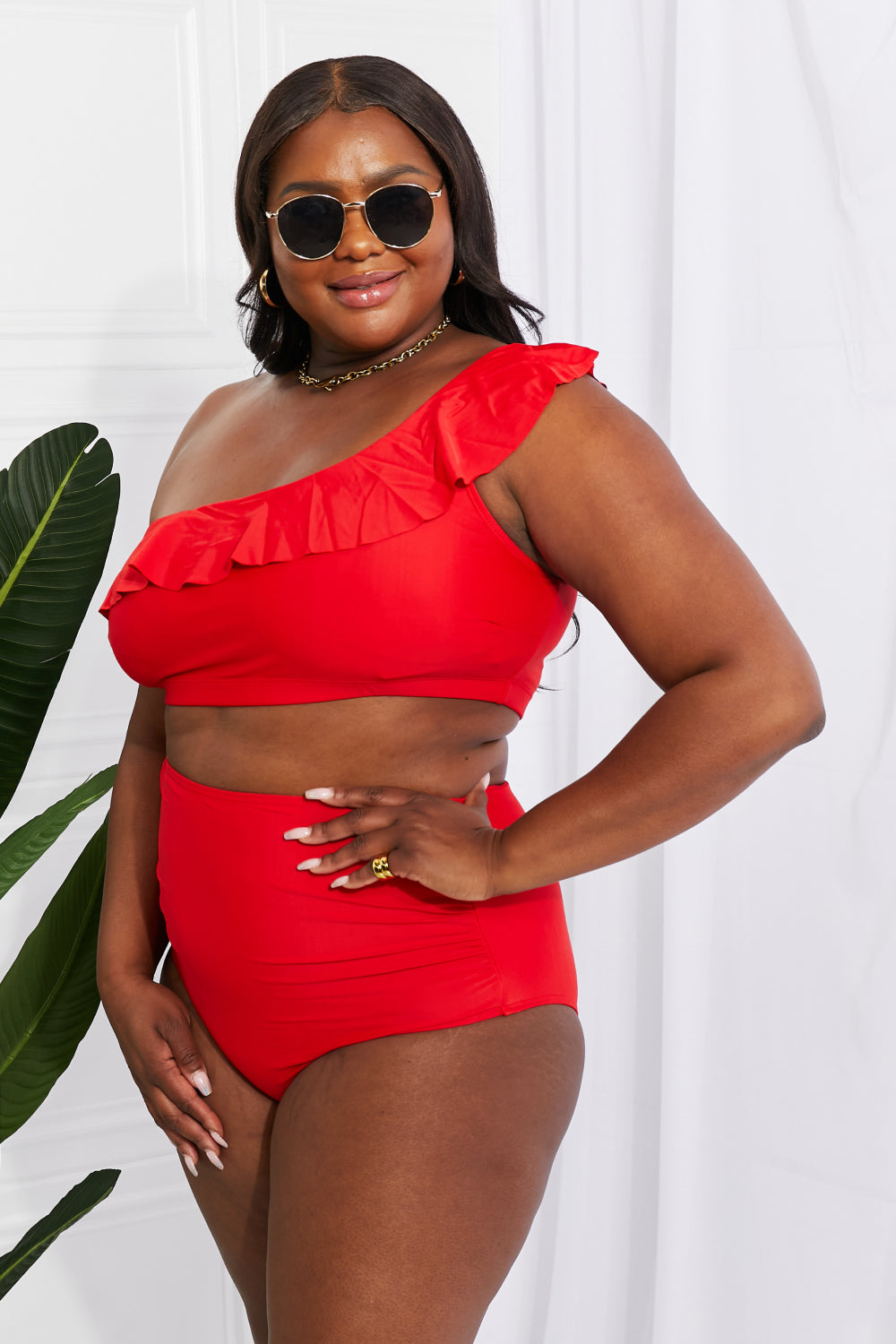 Ruffle One-Shoulder two piece Swimsuit