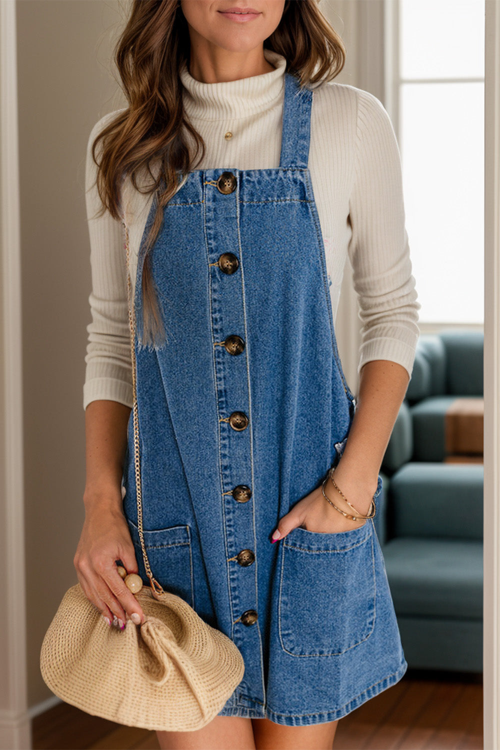 The Greer Denim Overall Dress