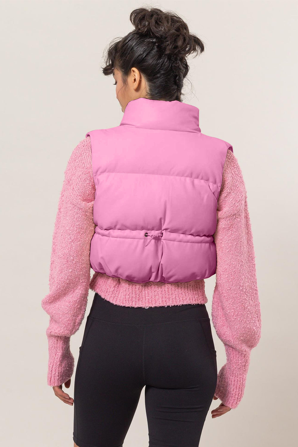 The Oakley Leather Cropped Puffer Vest