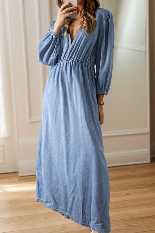 The Stella Three-Quarter Sleeve Denim Dress