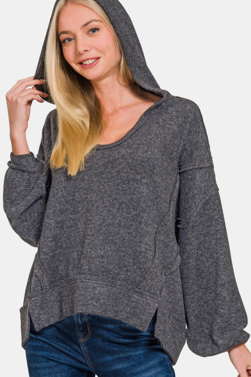 NEW! Brushed Hacci Exposed Seam Hoodie