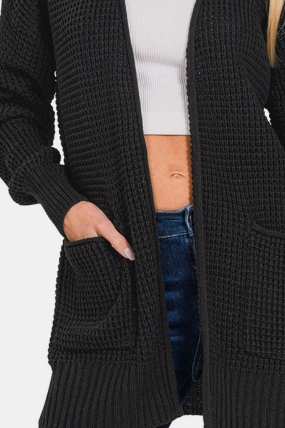 The Bristol Waffle Open Front Sweater Cardigan