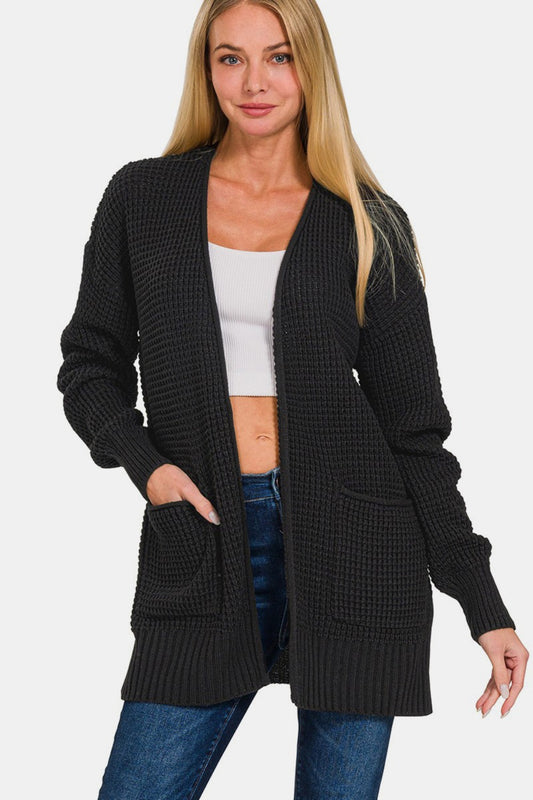 The Bristol Waffle Open Front Sweater Cardigan