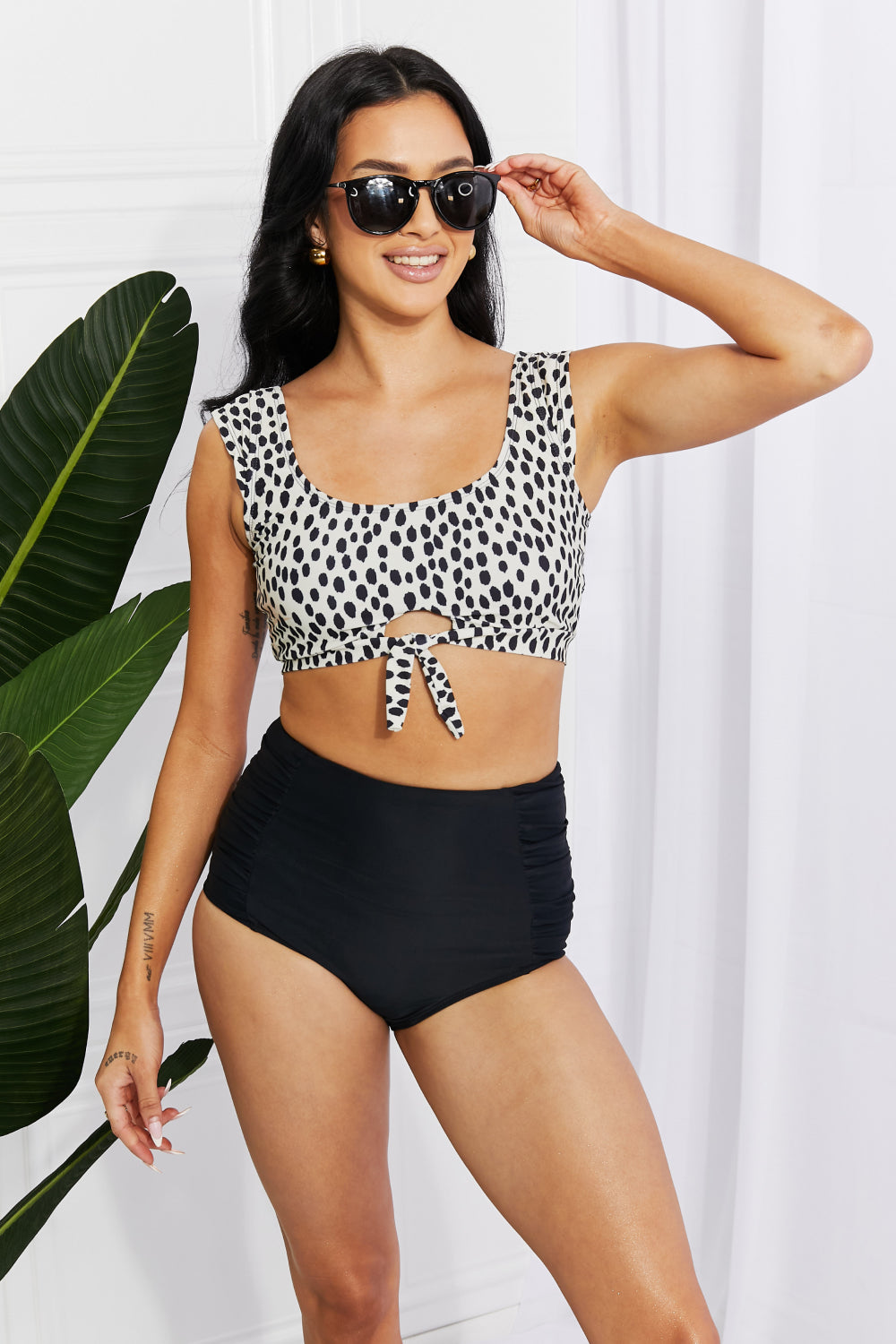 Animal Print Top and Ruched Bottoms Two Piece