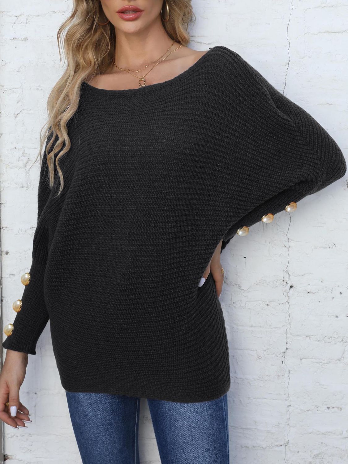 The Winslet Boat Neck Long Sleeve Sweater