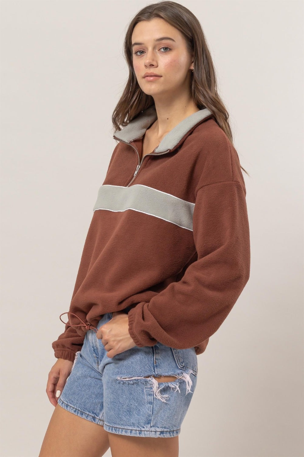 The Cornelia Fleece Color Block Half Zip Sweatshirt