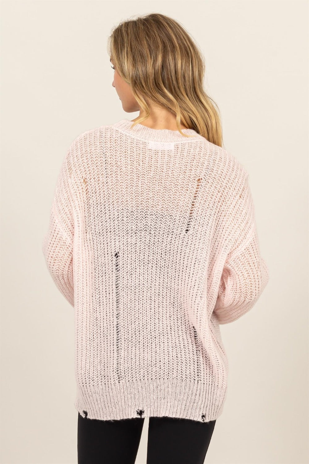 The Allegra Distressed Long Sleeve Knit Top