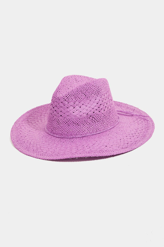 Pink Straw Braided Sun Hat