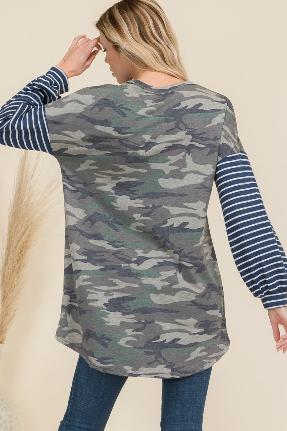 The Alden Camo Print High-Low Long Sleeve