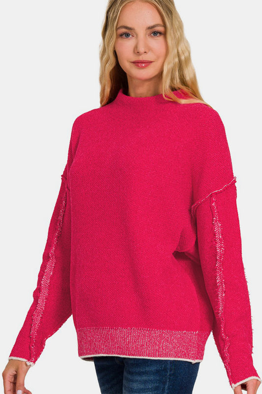 NEW! Exposed Seam Long Sleeve Sweater