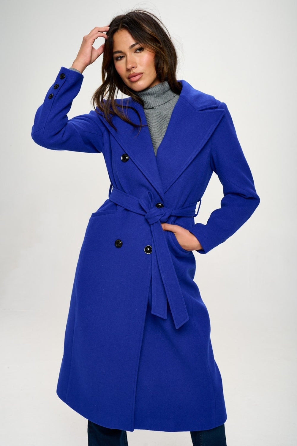 The Dara Double-Breasted Longline Coat with Belt