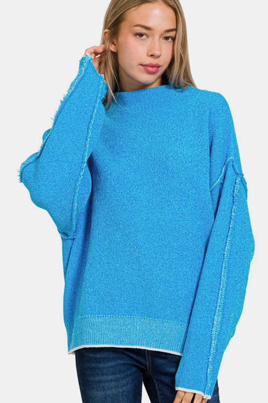 NEW! Exposed Seam Long Sleeve Sweater