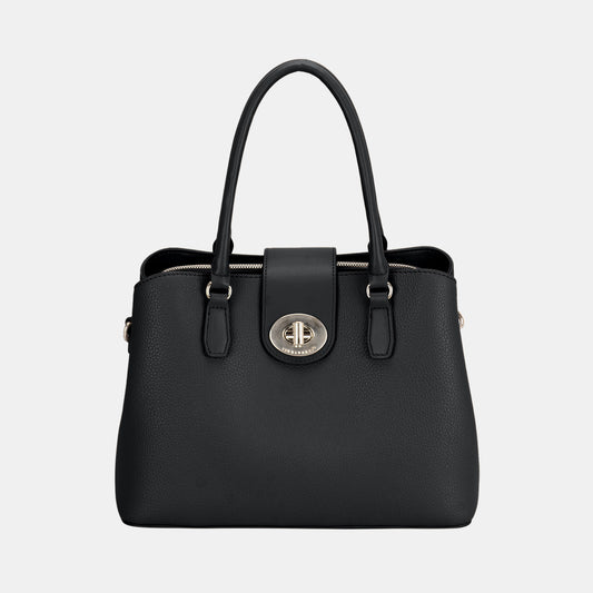 NEW! Leather Twist-Lock Hand Bag