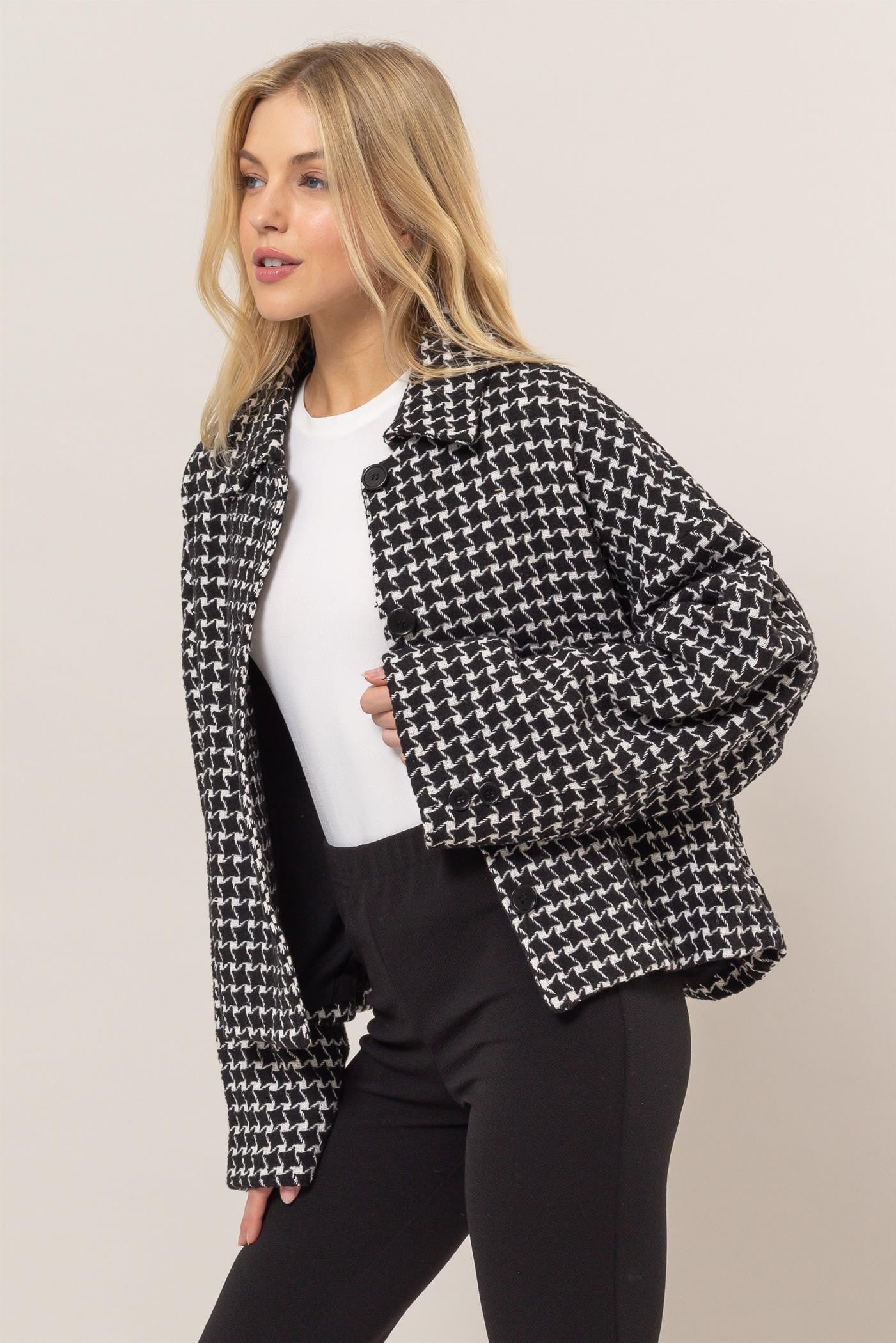 The Winslet Tweed Plaid Button Up Jacket